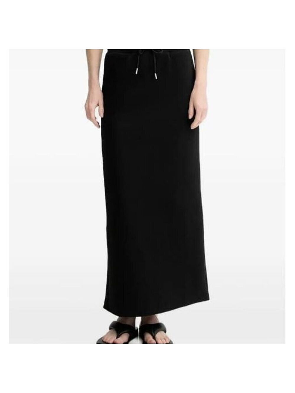 James Perse Pencil Skirt Jersey Knit Black Midi/Maxi Drawstring Waist Cotton S/M